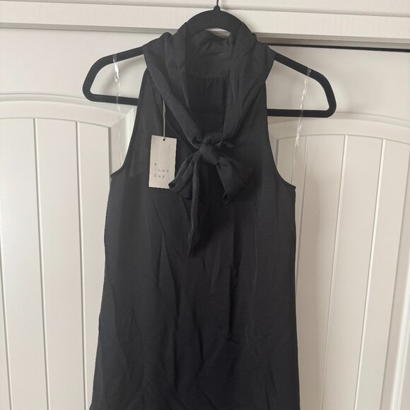 a new day - black satin sleeveless baby doll halter dress - Size SMALL - Picture 2 of 8
